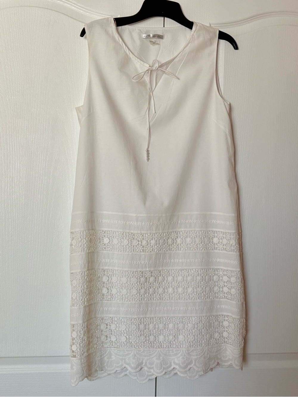 Peter Nygard White Sleeveless Lace-Hem Midi Dress
